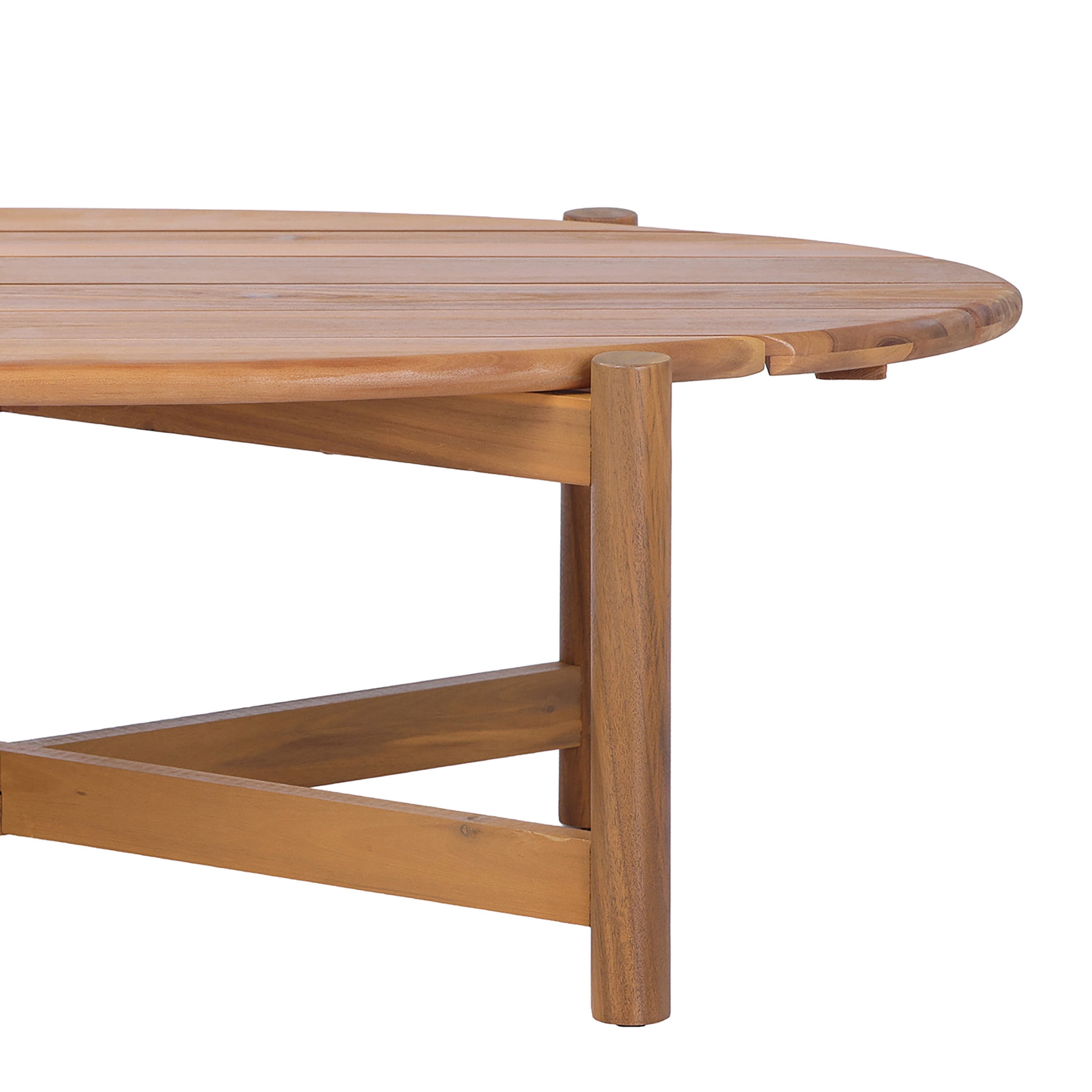 Christopher Knight Home 47" Outdoor Oval Coffee Table, Acacia Wood Slatted Patio Table, Light Teak