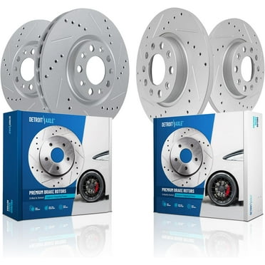 Detroit Axle - 4pc Brake Rotors for 2015 2016 2017 Chrysler 200, Drilled and Slotted Disc Brake Rotors Replacement : 12.00" inch Front and 10.95" inch Rear Rotor