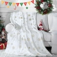 thumbnail image 3 of Christmas Throw Blanket, Soft White Winter Fleece Blanket Throw, Gold Snowflake Warm Fuzzy Flannel Blanket for Couch Sofa, Decorative Comfort Luxury Blanket 50 x 60, Christmas Decorations, 3 of 6