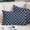 thumbnail image 2 of Navy Blue Morocco Pattern Lumar Pillow Covers, White Moroccan Geometric Art Soft Throw Pillow Cases with Invisible Zipper, Decorative Pillowcase Pillows Protectors for Sofa Bed Chair 16"x24", 2 of 9