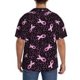 thumbnail image 3 of Lsque Breast Cancer Awareness3 print Men's Cuban Collar Short Sleeve Shirt Summer Beachwear Casual Button Down Fashionable Vacation Leisure Shirt-Large, 3 of 7