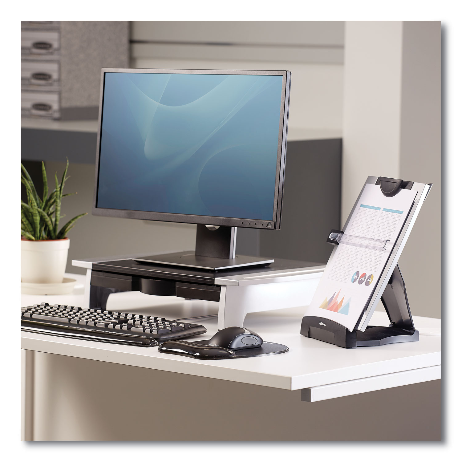 Fellowes Office Suites Desktop Copyholder, Plastic, 150 Sheet Capacity, Black/Silver - image 2 of 6