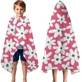 thumbnail image 3 of Red Daisy Flower Green Centers Pattern Hooded Bath Towel，50"x30" for Ages 3 To 12 Kids, Quick Dry Lightweight Soft Microfiber Hood Beach Towel Cover Up for Kids, 3 of 7
