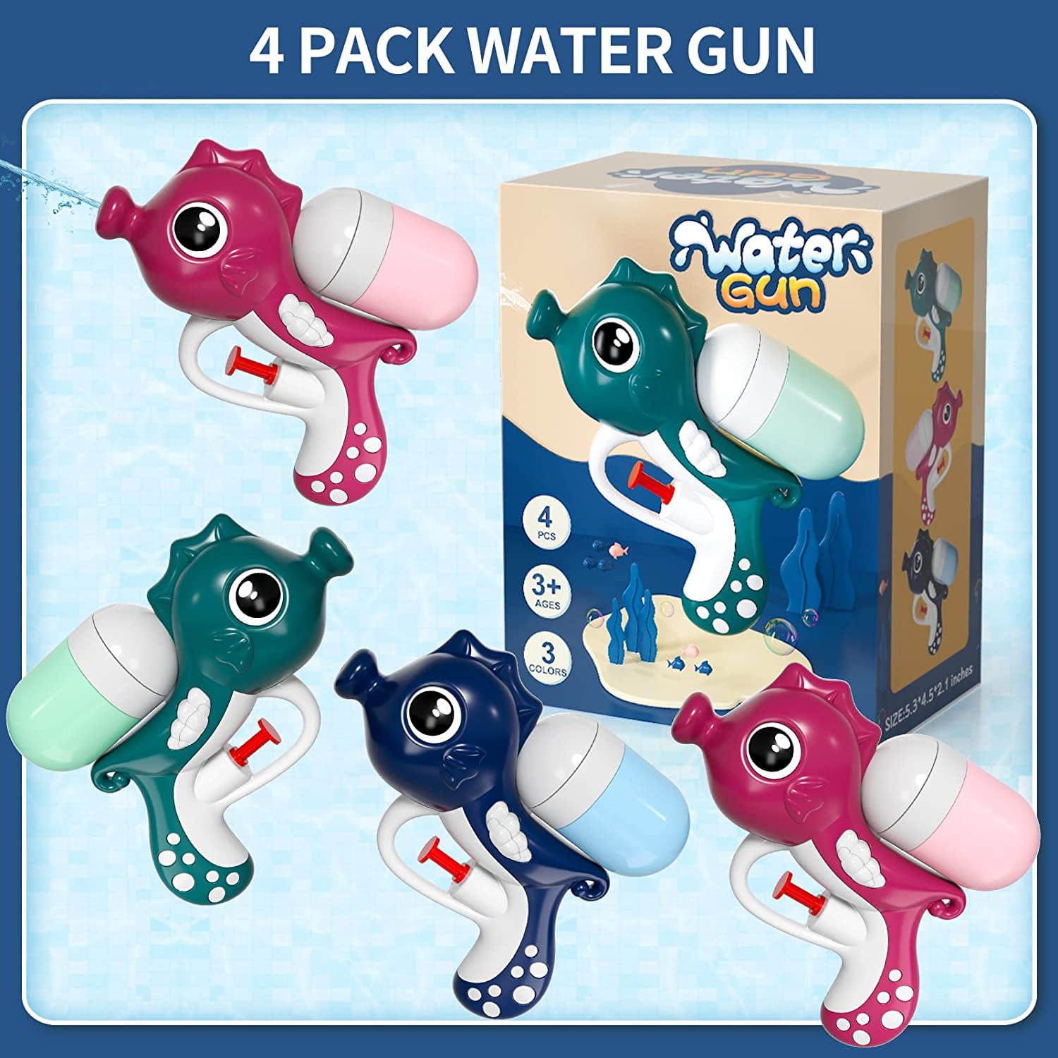 4 PCS Water Squirt Guns for Kids Toddlers, 5.2 Inches Small Water