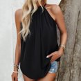thumbnail image 3 of Jewelreauty Women Halter Neck Ruched Tank Tops Casual Sleeveless Tunic Tee Summer Loose Fitting Solid Shirts (S, Black), 3 of 7