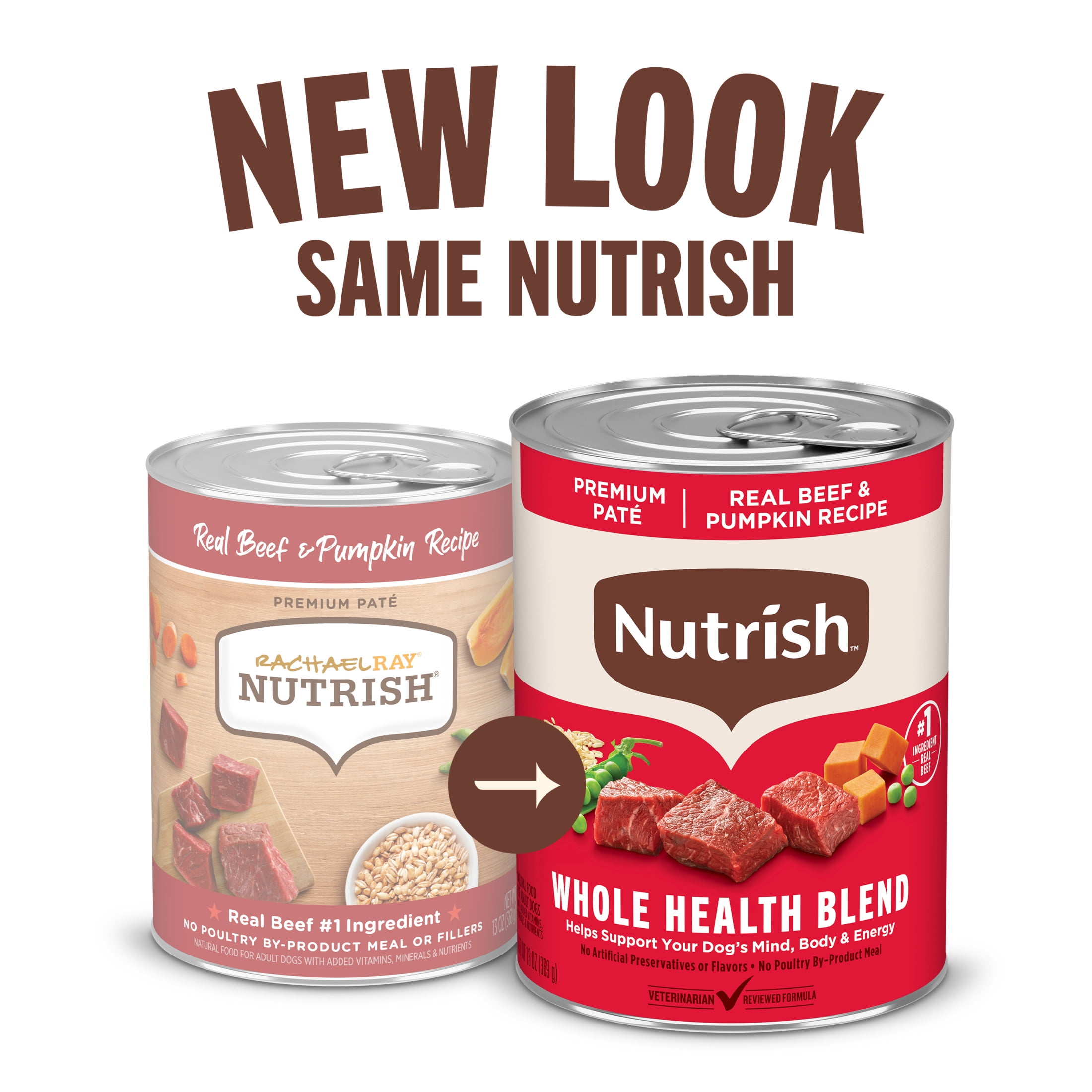 (12 pack) Nutrish Real Beef & Pumpkin Recipe Whole Health Blend Premium Paté Wet Dog Food, 13 oz. Can (Rachael Ray)