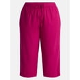 thumbnail image 4 of Terra & Sky Women’s Plus Cropped Linen Blend Pants, 27” Inseam, Sizes 0X-5X, 4 of 4