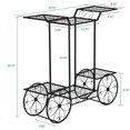 thumbnail image 5 of QXDRAGON Garden Cart Stand & Flower Pot Plant Holder Display Rack Metal Plant Stand, Paint Car Shape 6 Plant Stand Indoor Outdoor Black, 5 of 9