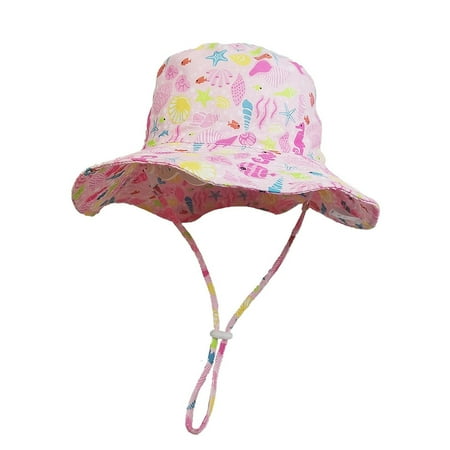 

YWDJ Summer Bucket Hat Pink Print Outdoor Unisex Kid Kids Toddler Sun Beach Cap Pink 46