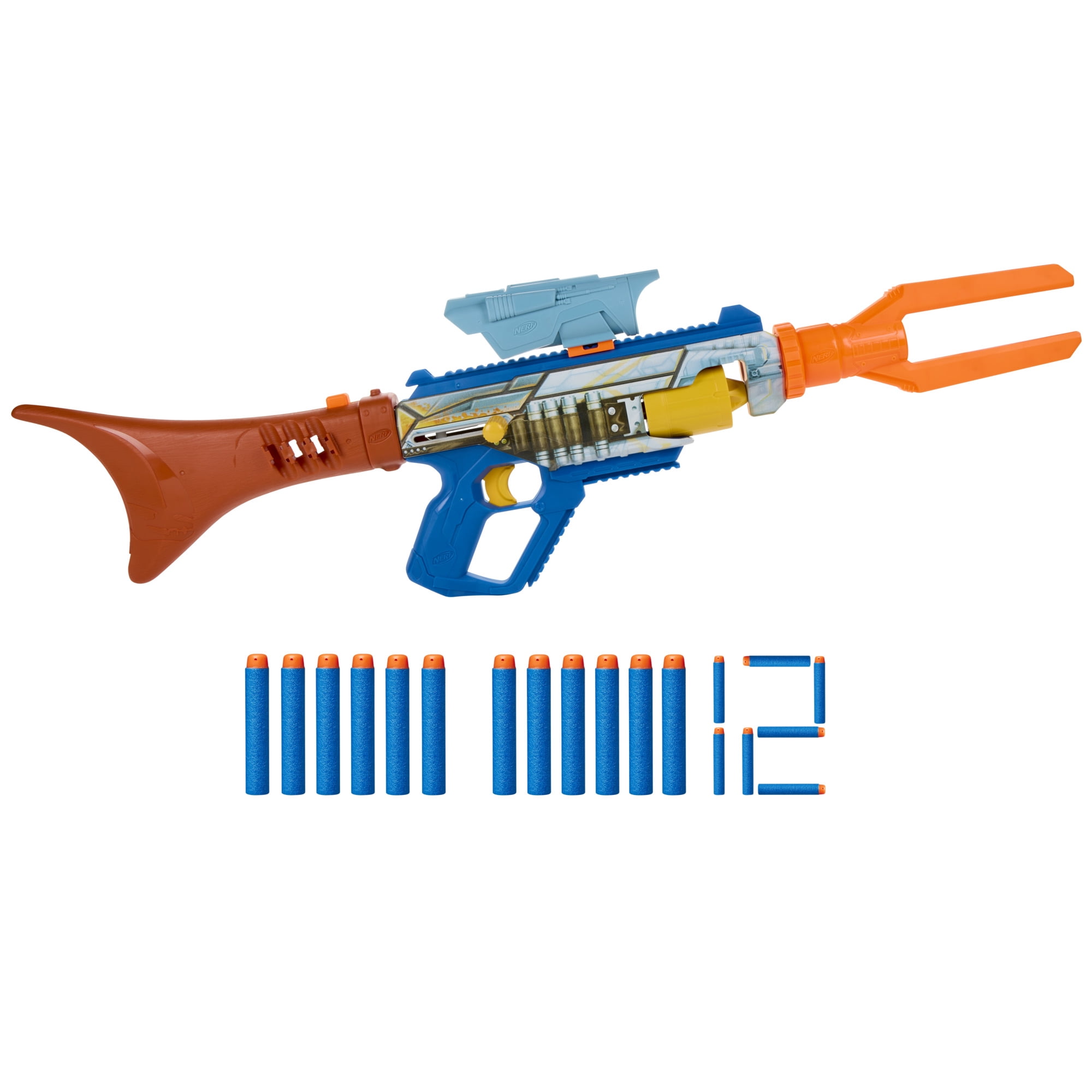 Nerf Star Wars The Mandalorian Blaster, 3 Attachments, Indoor and Outdoor, 12 Nerf Elite Darts, Birthday Gifts, Ages 8+