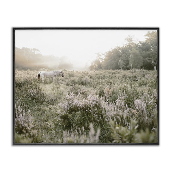 Stupell Industries Rustic Lodge Misty Sunset Horse Black Framed Giclee Art, 14 x 11, by Leah Straatsma