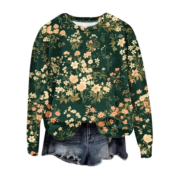 NMMUED Sweatshirt for Women, Fall Tops for Women, Oversized Shirts for Women, Fall Outfits for Women, Long Sleeve Tops for Women, Dark Green XL