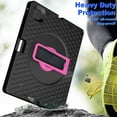 thumbnail image 6 of Dteck iPad Pro 12.9 inch Case 2022/2021/2020/2018, Shockproof Protective Case with 360 Rotating Hand Strap Stand Shoulder Strap Sturdy Rugged Case for iPad Pro 6th/5th/4th/3rd Gen 12.9", Black+Rose, 6 of 8