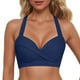 thumbnail image 1 of MKLEKYY Trajes De Baño Women Lace Up Swimwear Tops Underwire Full Coverage Bikini Top Push Up Swim Crop Top Tie Back Bathing Suit Tops, 1 of 5