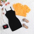 thumbnail image 4 of XDZJLR Tenues pour Fillettes Ensemble 2 Pcs Manches Courtes en Maille Transparente Papillon Crop Top Imprimé Dessin Animé Robe Camisole Tenue de Rue Douce 4-5 Ans, 4 of 4