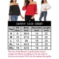 thumbnail image 3 of SAYFUT Sexy Off Shoulder Tops for Women 3/4 Sleeve Elegant Shirts Cold Shoulder Blouses Red S-2XL, 3 of 6