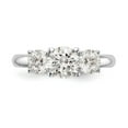 thumbnail image 4 of Solid 14K White Gold Three Stone Engagement Ring Comfort-Fit with CZ Cubic Zirconia Size 8.5, 4 of 8