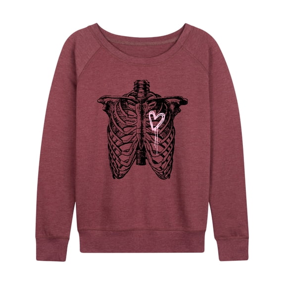 Instant Message - Ribcage Bleeding Heart - Women's Lightweight French Terry Long Sleeve Shirt