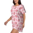 thumbnail image 2 of Kdxio Strawberries Print Pajamas Sets for Women Short-Sleeved Pjs with Lounge Shorts Two Piece Sleepwear S-4XL, 2 of 9