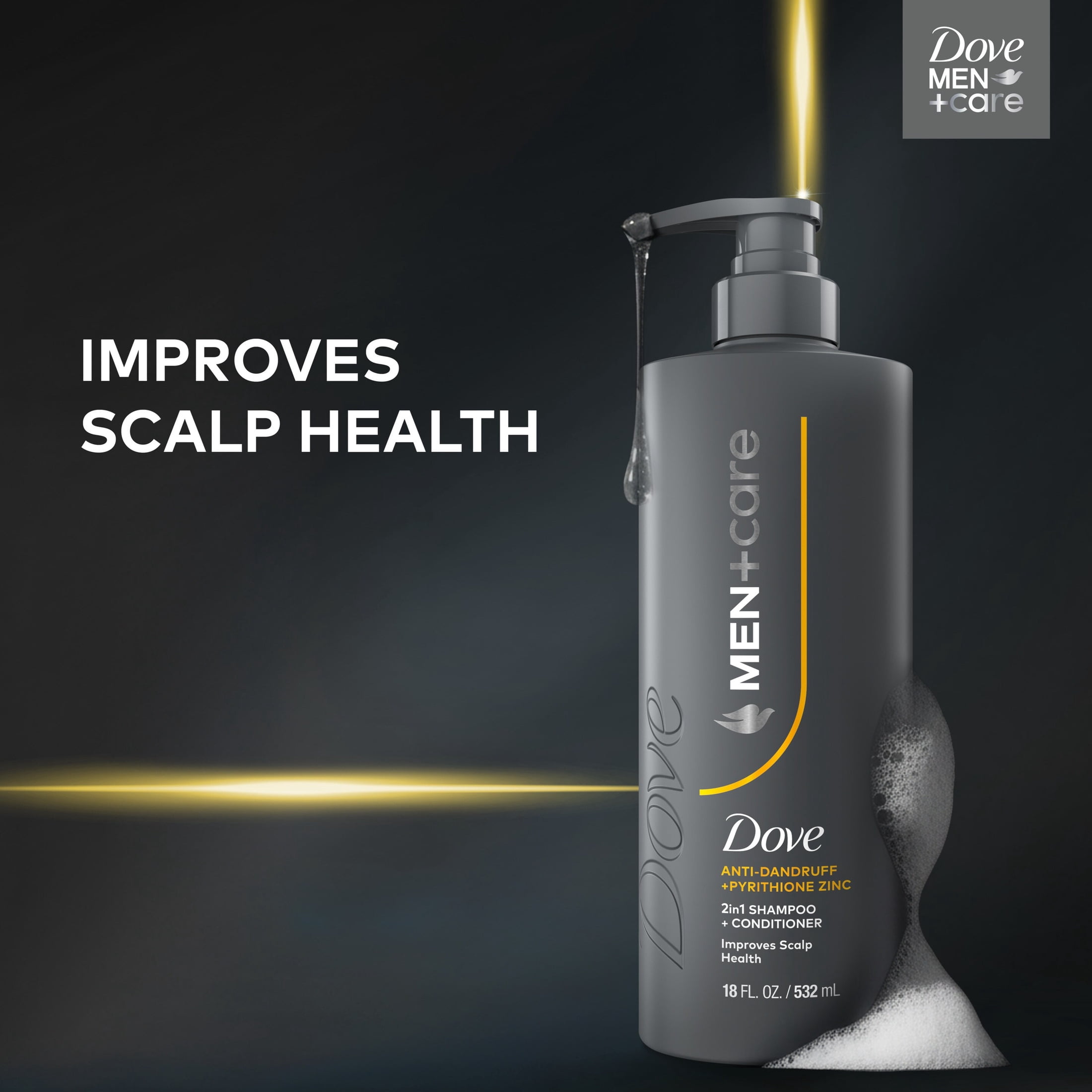 (4 pack) Dove Men+Care 2-in-1 Shampoo + Conditioner to Improve Scalp Health Anti-Dandruff with Pyrithione Zinc, 18 fl oz