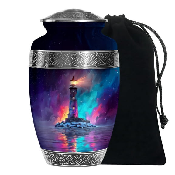 MUKTIVE Lighthouse Large Urns for Human Ashes Adult for Men & Women - Burial Urns for Cremated Remains - Funeral Urn for Adult Female Ashes 10 Inch - Memorial Cremation Urn for Adult