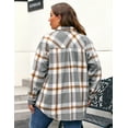 thumbnail image 4 of Weardear Womens Plus Size Shacket Jacket Flannel Plaid Long Sleeve Button Down Shirts Casual Fall Blouses Tops, 4 of 7