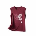 thumbnail image 4 of ICHUANYI Clearance Women's Print Vest Casual Loose Top Sleeveless Tank Sport Pullover Tunic Tops(Wine, S) ICHUANYI WER2023081504821, 4 of 5