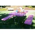 thumbnail image 5 of Rally Home Goods Outdoor Vinyl Tablecloth Rectangular Fitted Cover Table + Benches 3-pc Set, Flannel Backing Elastic 30x72'' (6-FT) Waterproof Wipeable, Red/White Gingham Check Plastic Camping Picnic, 5 of 6
