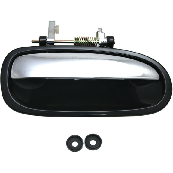 Replacement REPH491571 Exterior Door Handle Compatible with 1996-2000 Honda Civic Rear, Right Passenger Chrome Lever with Smooth Black Bezel
