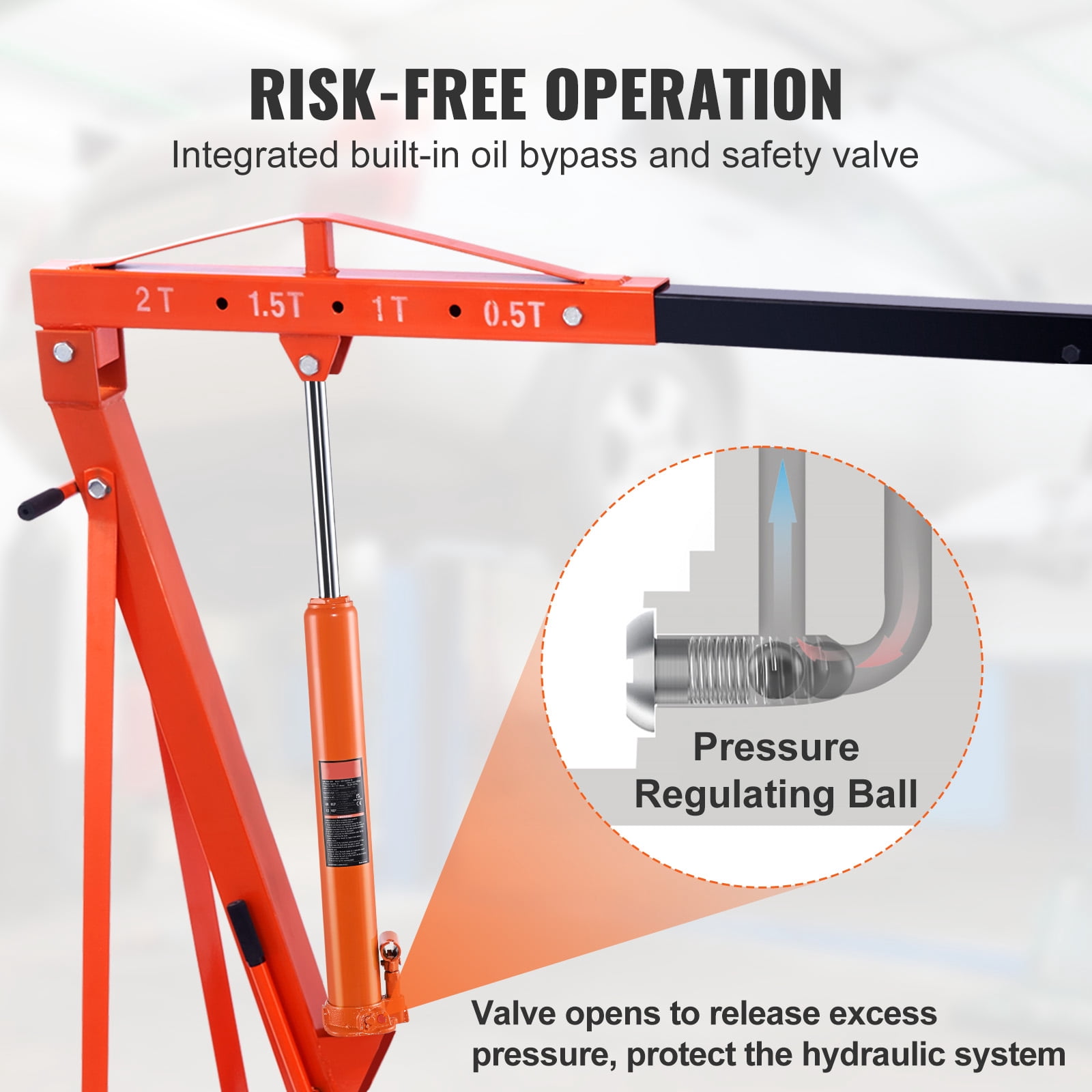 KFFKFF Hydraulic Long Ram Jack, 4 Ton Capacity, Single Piston Pump, Flat Base Design, Ideal for Engine Hoists, Garage and Shop Cranes, Farm Machinery and Mechanical Maintenance