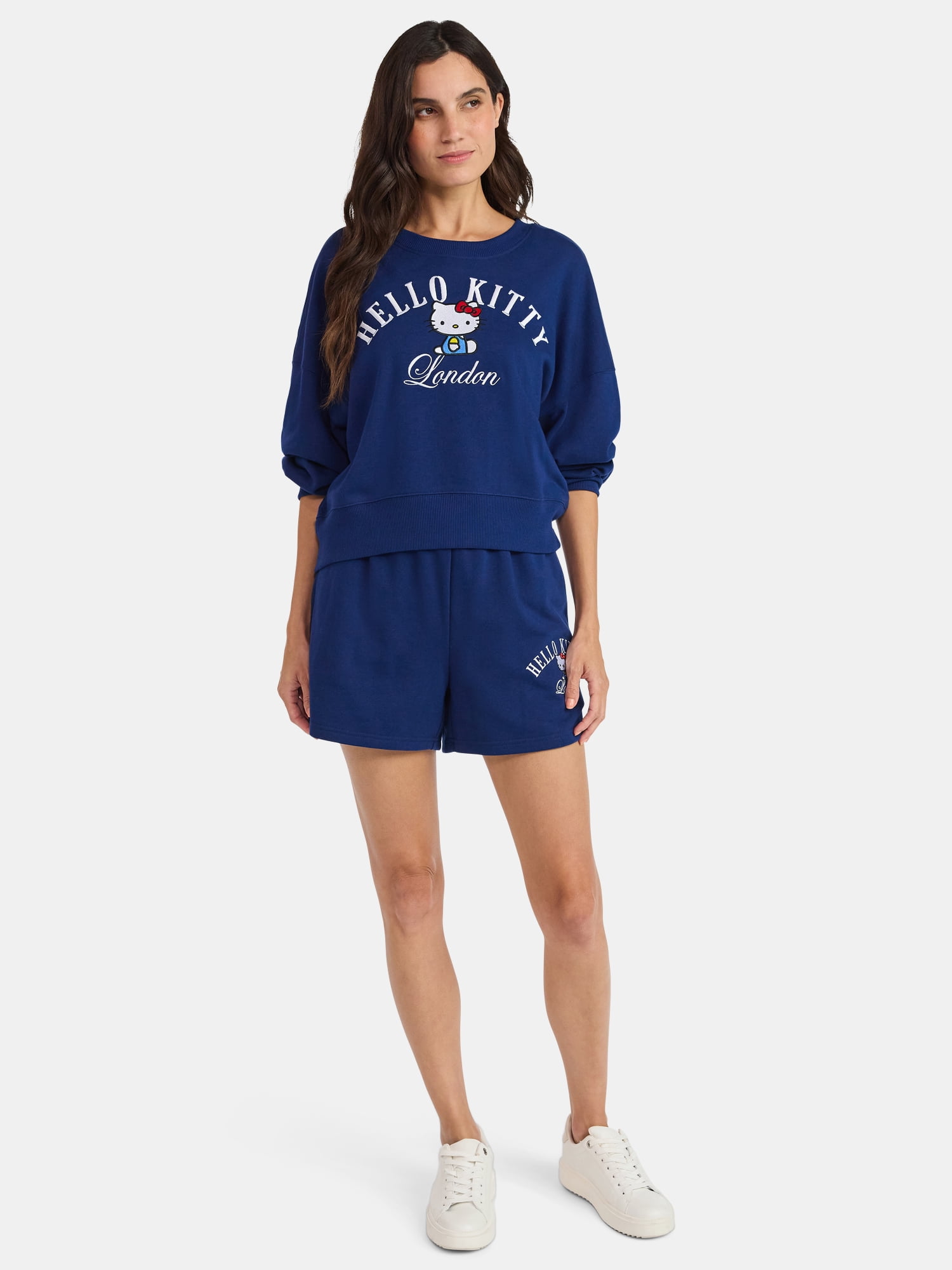 Hello Kitty Women’s Cropped London Graphic Sweatshirt, Sizes XXS-XXL