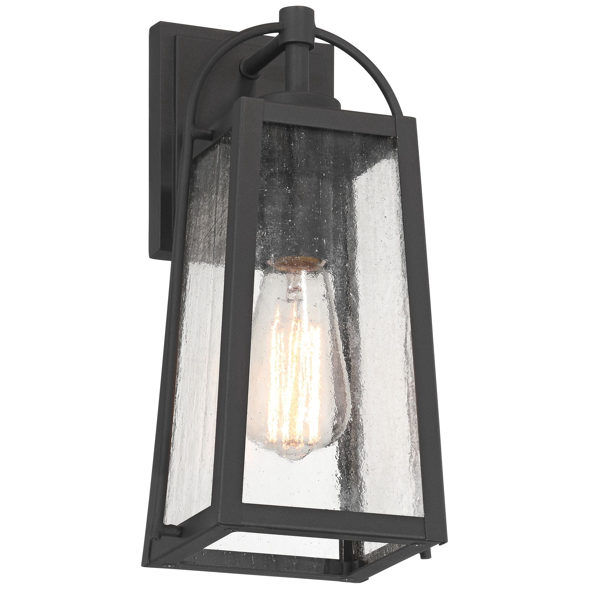 Possini Euro Design Woodley 13" High Modern Outdoor Wall Light Fixture Mount Porch House Set of 2 Sand Black Aluminum Glass Shade