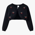 thumbnail image 5 of mgoYE Girl's Cardigans Sweater Cherry Open Front Long Sleeve Cute Casual Loose Sweaters(Black,5-6 Years), 5 of 9