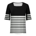 thumbnail image 5 of QUNYINEY Striped Womens Summer Tops Square Neck Casual Short Sleeve Shirts Loose Pullover Womens Shirts, 5 of 6