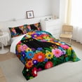 thumbnail image 3 of Homewish Cartoon Black Cat Bedding Comforter Set 2pcs for Teenagers Boys Girls,Colorful Flowers Twin Comforter Sets Microfiber,Chic Floral Blossoms Breathable Bedding Set,Lightweight Room Decor, 3 of 8