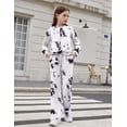 thumbnail image 3 of Arshiner Girls 2 Piece Casual Outfits Twist Front Long Sleeve Sweatshirt & Wide Leg Pants with Pockets Sweatsuit Set, 3 of 6
