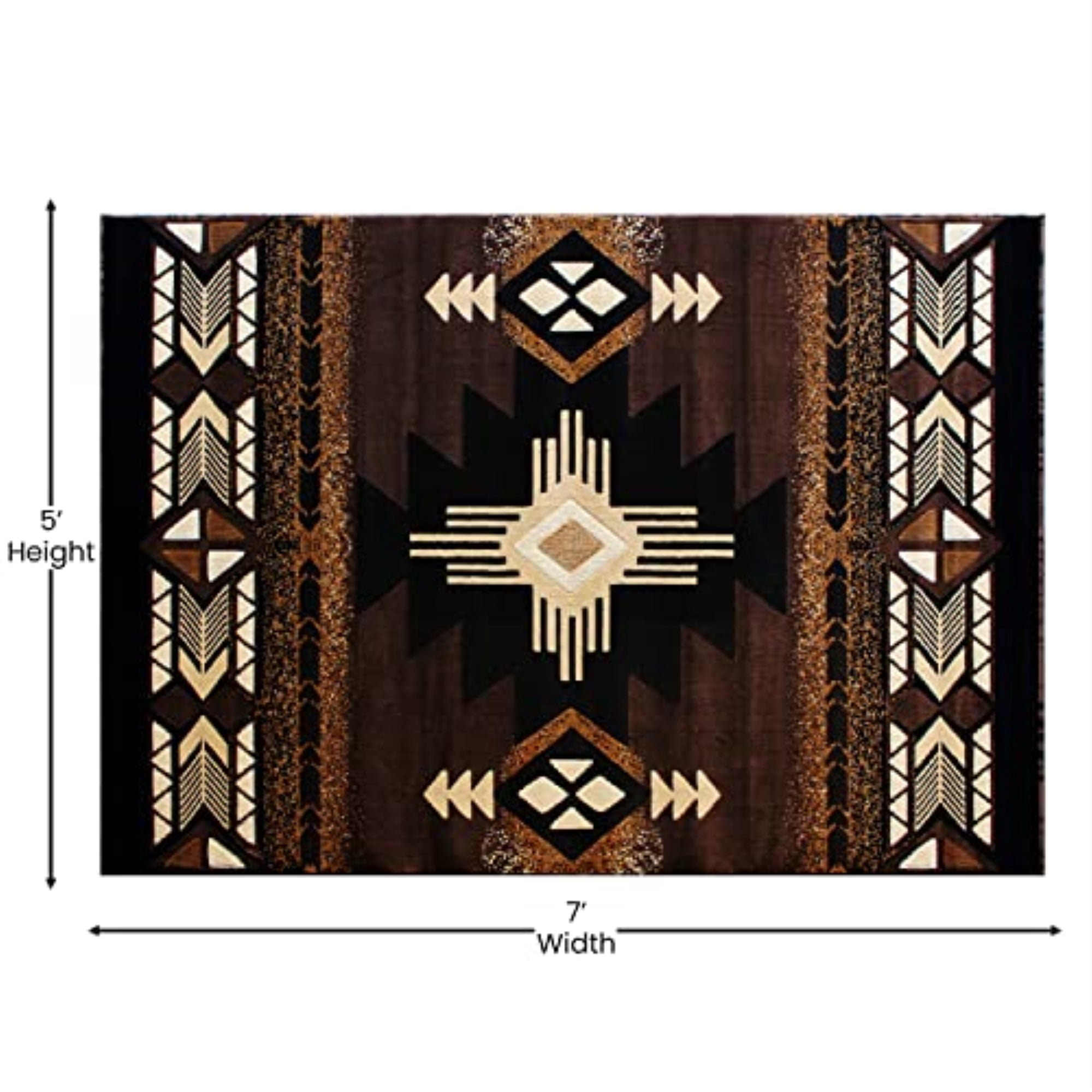 Flash Furniture Mohave Rectangular Southwestern Black, Beige, Brown, Chocolate Area Rug, 5' x 7'