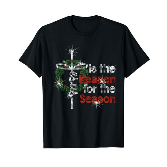 Jesus Is The Reason For The Season Black T-Shirt Crew Neck Tee