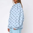 thumbnail image 3 of Bexdxz Women's Oversized Polka Dot Crewneck Sweatshirt, Soft Long Sleeve Pullover Top, Casual Y2K Fall Daily Wear Outfit Light Blue XL, 3 of 6