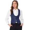 thumbnail image 1 of Chaleco vintage para mujer con botones Steampunk Jacquard sin mangas Azul Oscuro S, 1 of 6