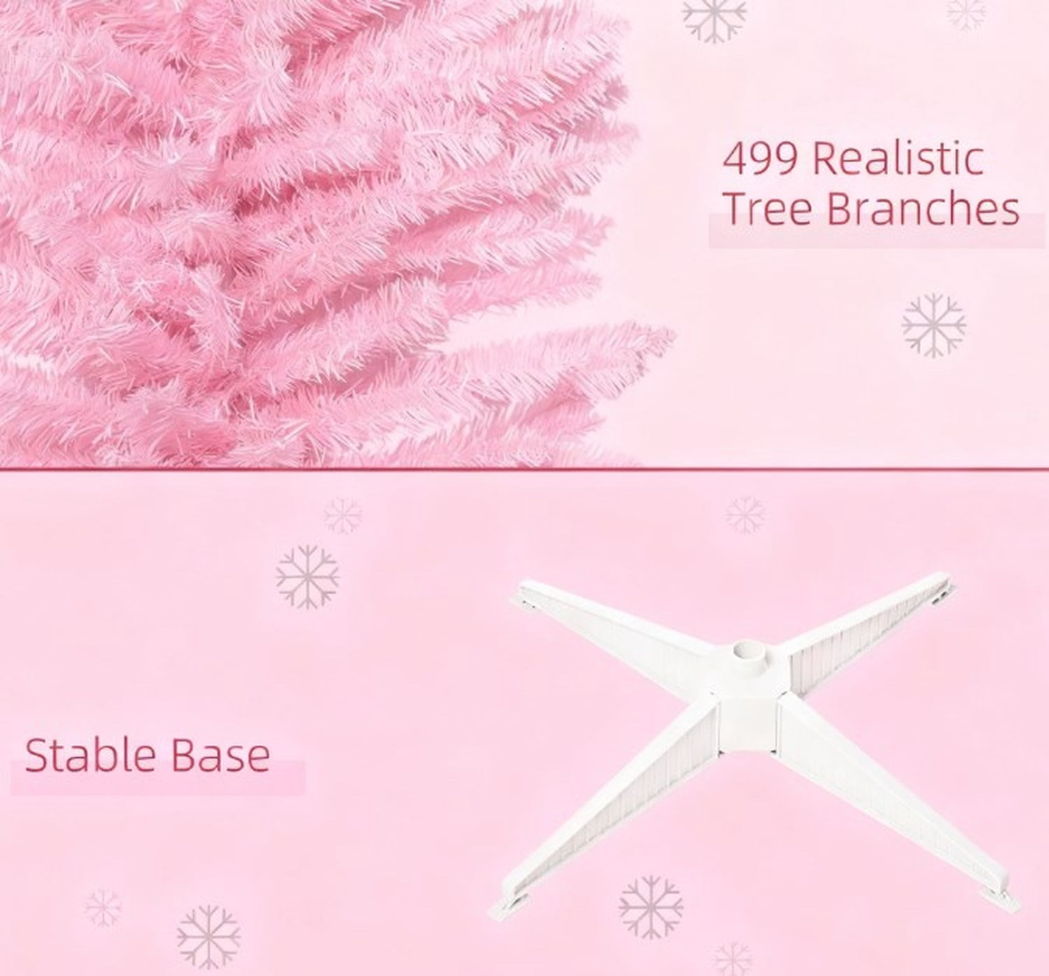 Pink Artificial Pencil Christmas Tree 7ft with 499 Branch Tips and Plastic Stand