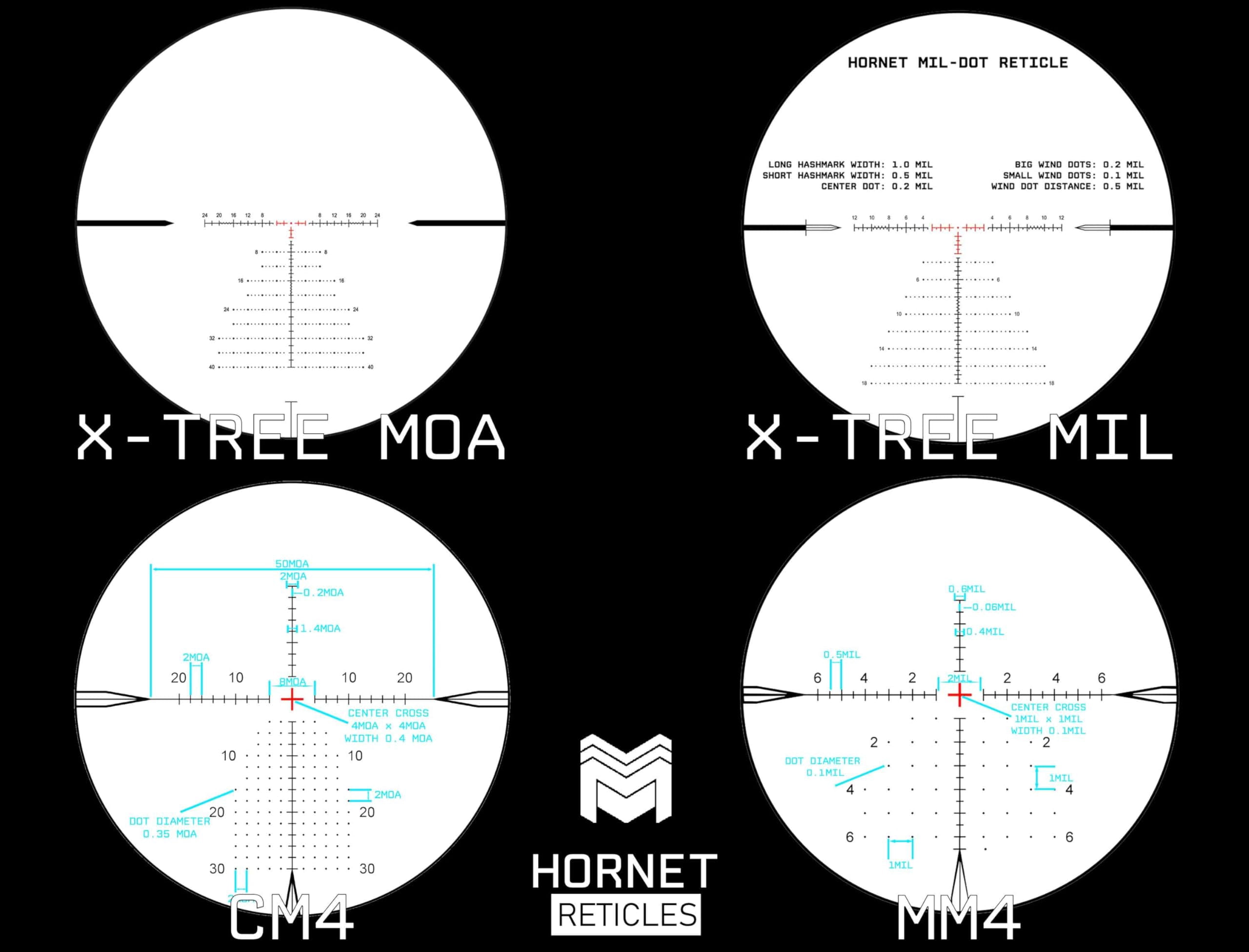 Monstrum Hornet 4-16x50 FFP Rifle Scope | Includes Zero Stop, Bubble Level Scope Rings, and Detachable Sunshade | CM4 Reticle