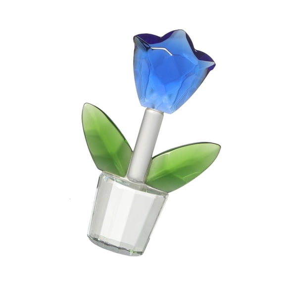 AOOOWER Enchanting Crystal Tulips Flower Sculpture Glass Collectible Figurine Home or Office Decorative Ornament Valentines