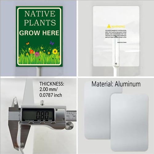 Soliyoahee Native Plants Grow Here Yard Sign with Stake 8x12inch Rustproof Aluminum Lawn Decorations Keep Off Sign for Outdoor Road Street Garden Decor