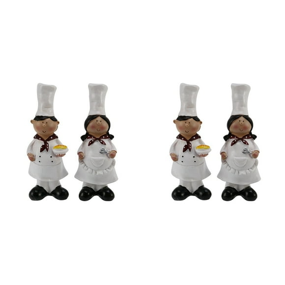 2 Pair Boy Girl Chef Decoration Home Decoration Resin Crafts Wine Cabinet Window Restaurant Bakery Decoration