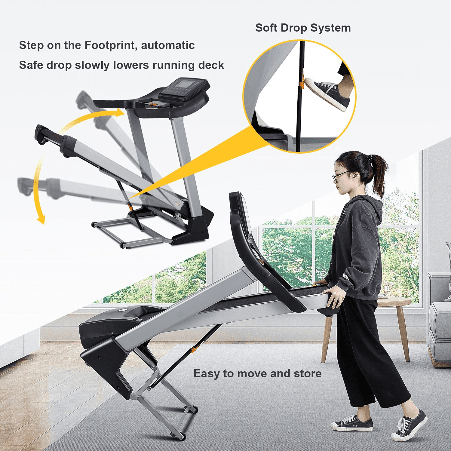 MaxKare 3HP Folding Treadmill with 15% Auto Incline, 10 MHP Electric Treadmill Running Machine with 15 Preset LCD Display, Heart Rate for Home Use, 300 LBS Weight Capacity