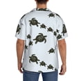 thumbnail image 3 of Uemuo Sea Turtle Pattern Cotton Linen Short Sleeve Shirts,Casual Lightweight Button Down Shirts,Vacation Beach Summer Tops-XX-Large, 3 of 7