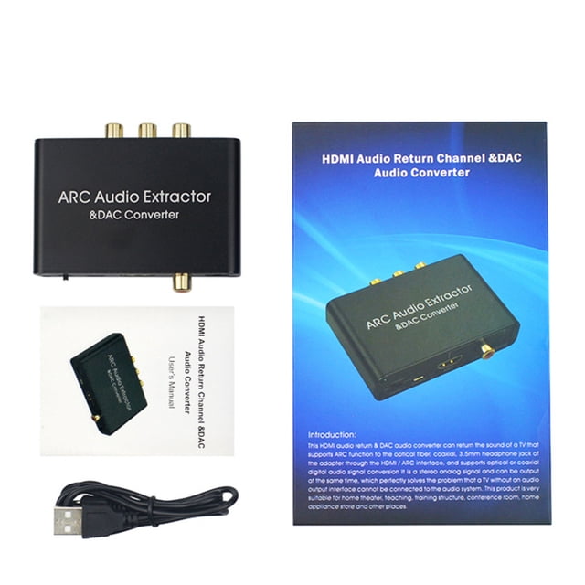 Adaptador de extractor de audio ARC Conector de 3,5 mm Divisor convertidor DAC analógico óptico digital compatible con HDMI para TV Methold EL004047-00B