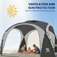 thumbnail image 3 of UNP Easy Beach Tent 12 X 12ft Pop Up Canopy UPF50+ Tent with Side Wall, Ground Pegs, and Stability Poles, Sun Shelter Rainproof, Waterproof for Camping Trips, Backyard Fun, Party Or Picnics (Gray), 3 of 7