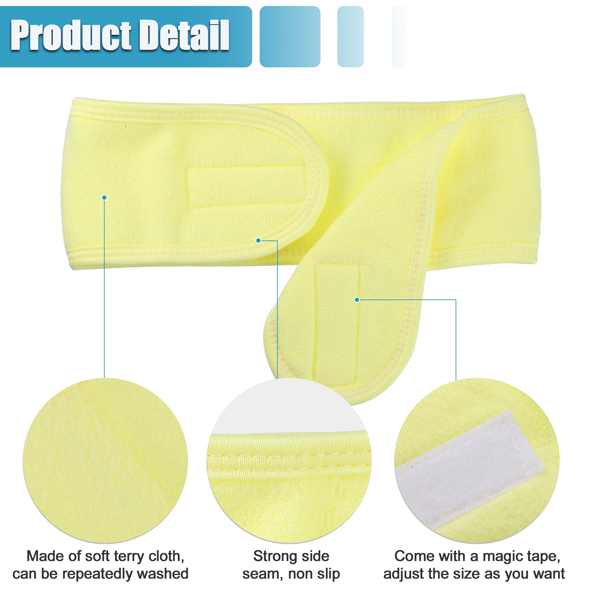 Unique Bargains 4 Pcs Spa Headband for Face Washing and Bathing Yellow